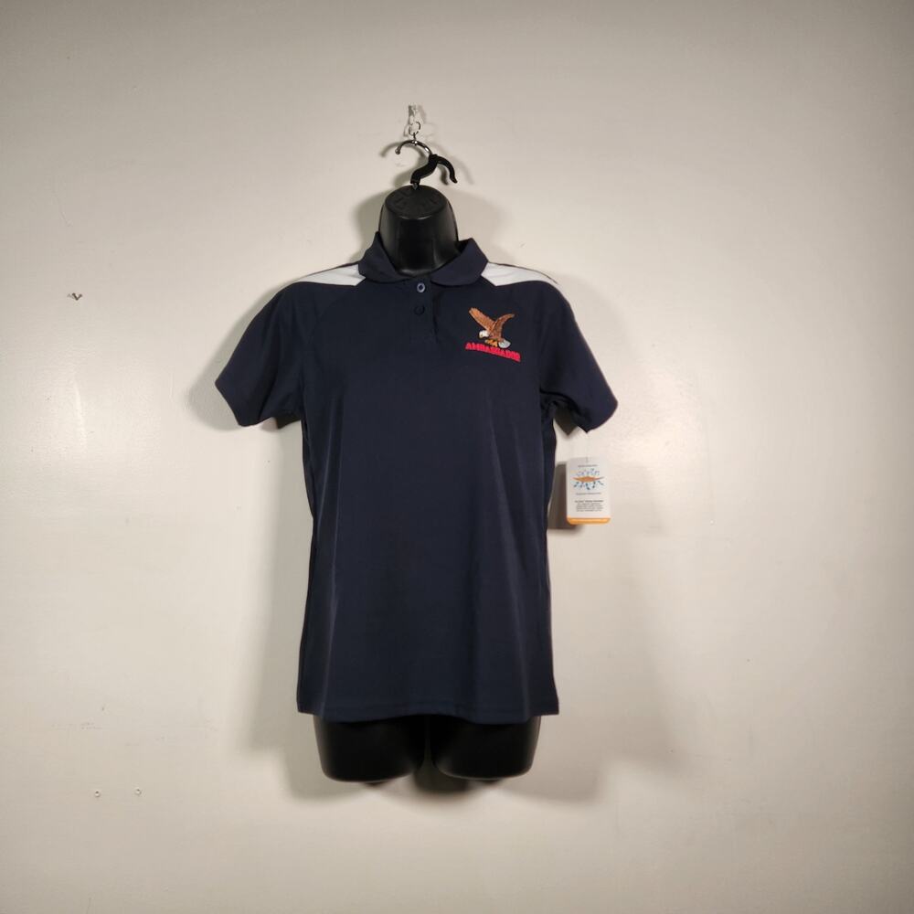 HOLLOWAY Golf AMBASSADOR Recruiter SS Polo‎ Womens S Navy White Activewear NEW